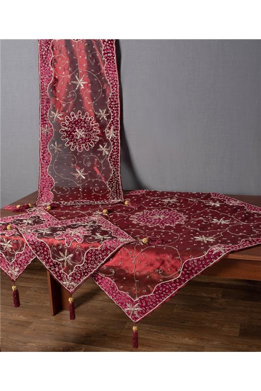 Σετ 4 τεμαχίων (90cm x 90cm, 42cm x 105cm, 2x38cm x 38cm) Ουρανία Μπορντώ
