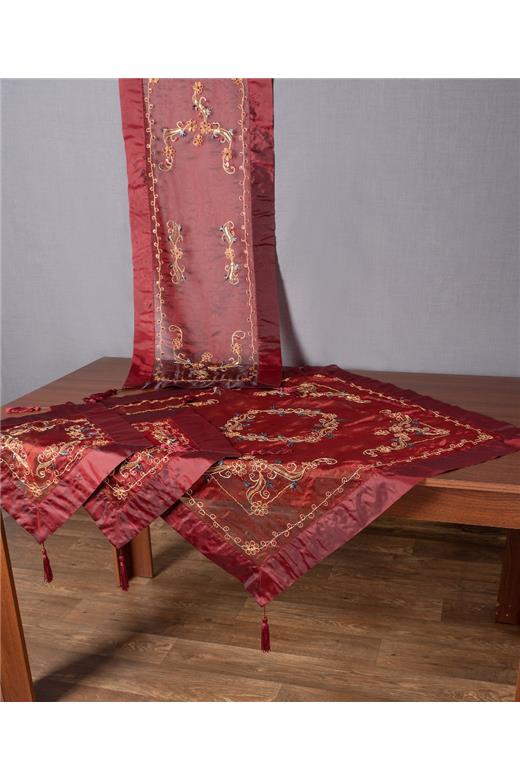 Σετ 4 τεμαχίων (85cm x 85cm, 40cm x 110cm, 2x40cm x 40cm) SL-0639 Μπορντώ