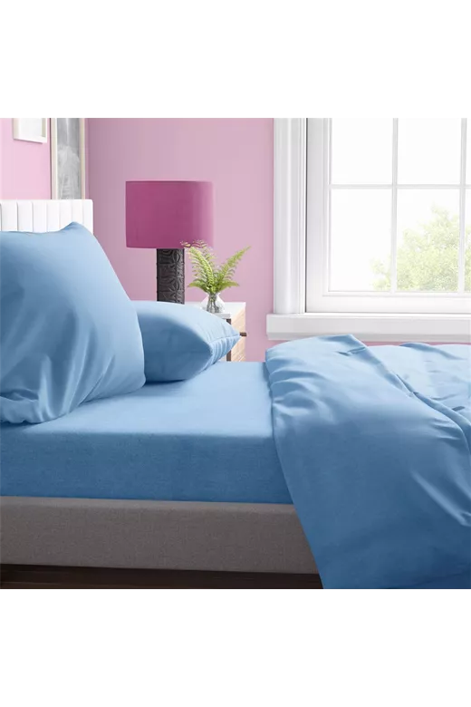 Σεντόνι 1 τεμ Solid 498 220X240 Sky blue 100% Cotton