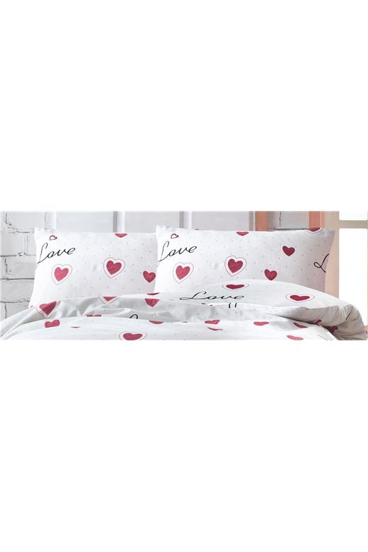 Μαξιλαροθήκη Εμπριμέ Έρως 301 50X70 White-Red 70/30 Cott/Pol