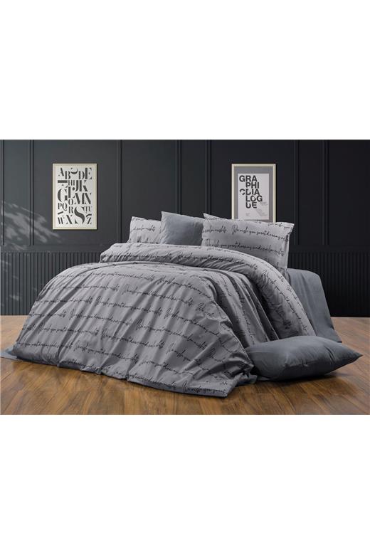 Σεντόνια Εμπριμέ Σετ 4 τεμ Αρίσβη 472 240X270 Grey 70/30 Cott/Pol