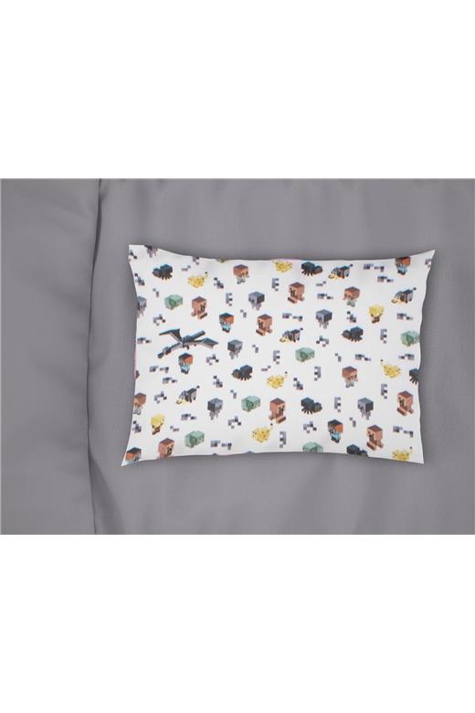 Μαξιλαροθήκη Εμπριμέ kids Minecraft 566 50X70 White-Grey 100% Cotton