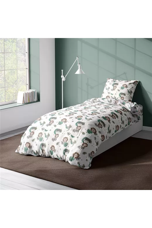 Παπλωματοθήκη Εμπριμέ kids Lion 534 160X240 Green 100% Cotton