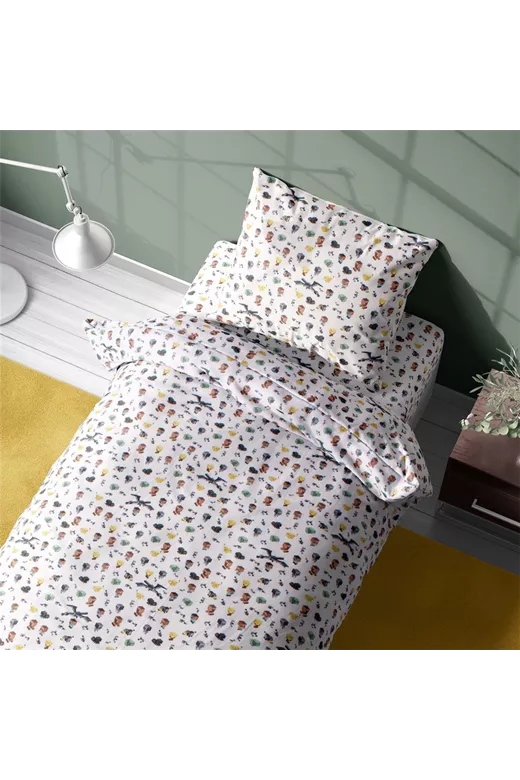 Σεντόνια Εμπριμέ Σετ 2 τεμ kids Minecraft 566 160X240 White-Grey 100% Cotton