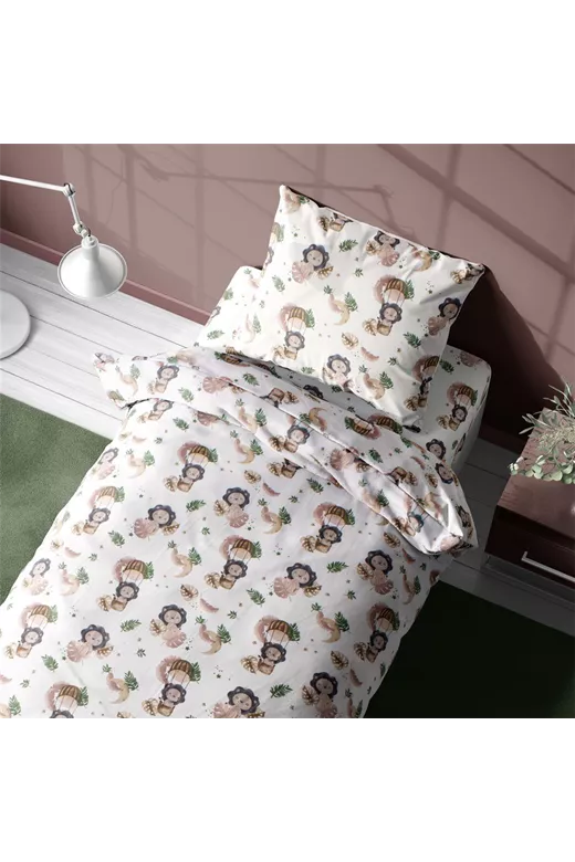 Σεντόνια Εμπριμέ Σετ 3 τεμ kids Lion 532 160X240 Beige 100% Cotton