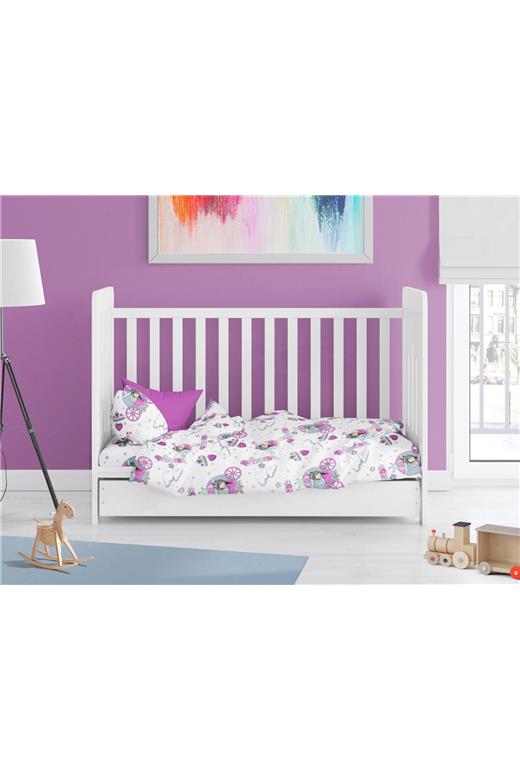 Παπλωματοθήκη Εμπριμέ bebe Princess 389 120X160 White-Lila 70/30 Cott/Pol