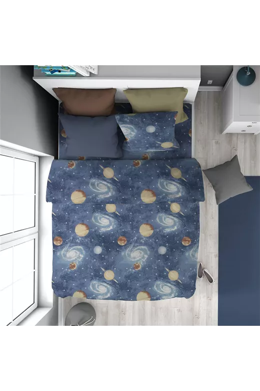 Παπλωματοθήκη Εμπριμέ kids Milky Way 185 160X240 Blue 100% Cotton