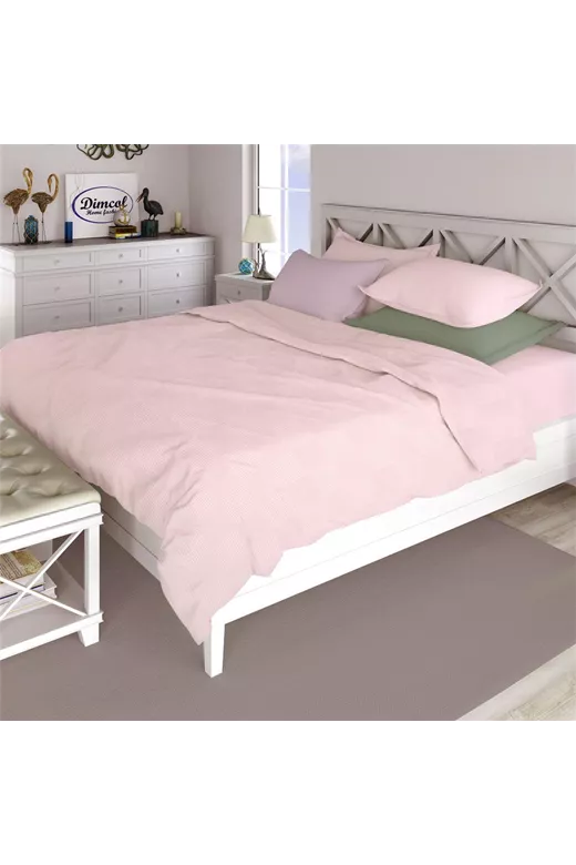 Κουβέρτα Πικέ Μονόχρωμη 220X250 Ροζ 100% Cotton