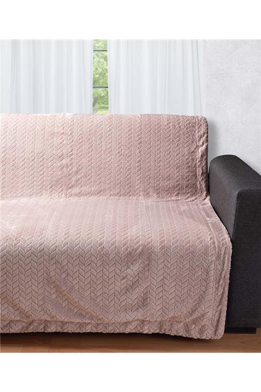 Διακοσμητικό fleece ριχτάρι με sherpa  (150cm x 200cm) λιλά