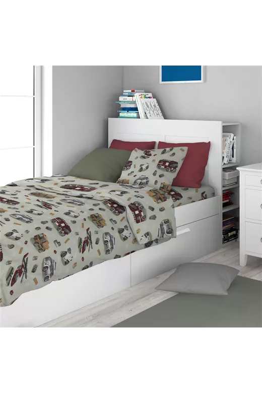 Σεντόνια Εμπριμέ Σετ 3 τεμ kids Toys 47 160X240 Olive 100% Cotton Flannel