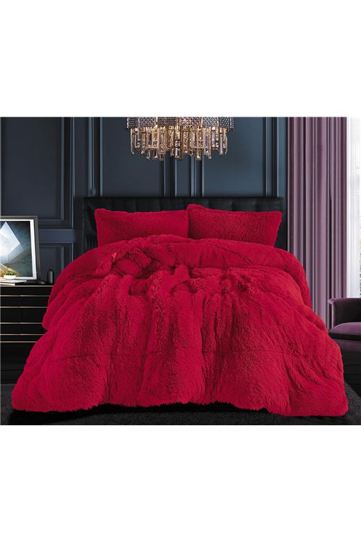 Κουβερτοπάπλωμα μαλλιαρό (170cm x 220cm) red