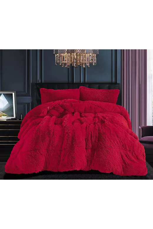 Κουβερτοπάπλωμα μαλλιαρό (170cm x 220cm) red
