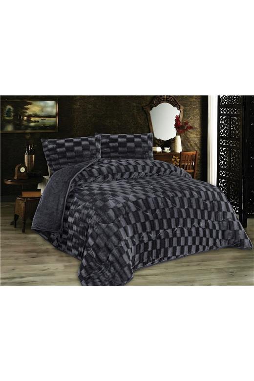 Κουβερτοπάπλωμα με εφέ Fleece 750 gsm 1940 Grey-Black 160X220 100% Polyester