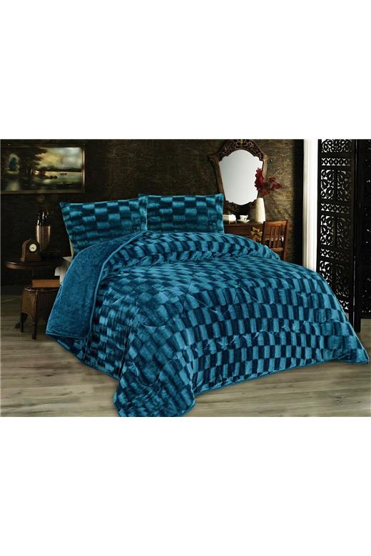 Κουβερτοπάπλωμα με εφέ Fleece 750 gsm 1940 Petrol 160X220 100% Polyester