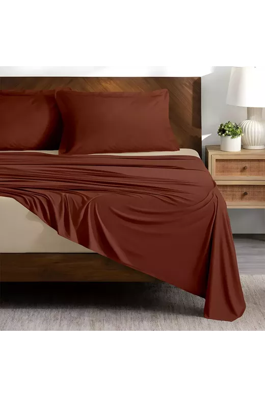 LINO ΣΕΤ ΣΕΝΤΟΝΙΑ DOBLE CREAM-BORDEAUX 240X260