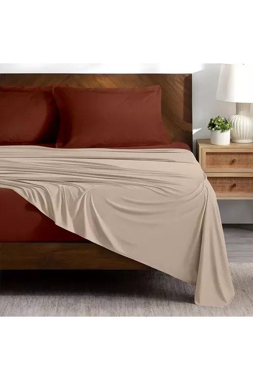 LINO ΣΕΤ ΣΕΝΤΟΝΙΑ DOBLE CREAM-BORDEAUX 240X260