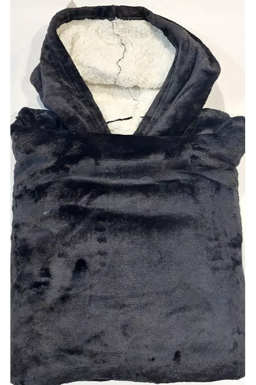 Κουβέρτα με sherpa και κουκούλα Hoody Black