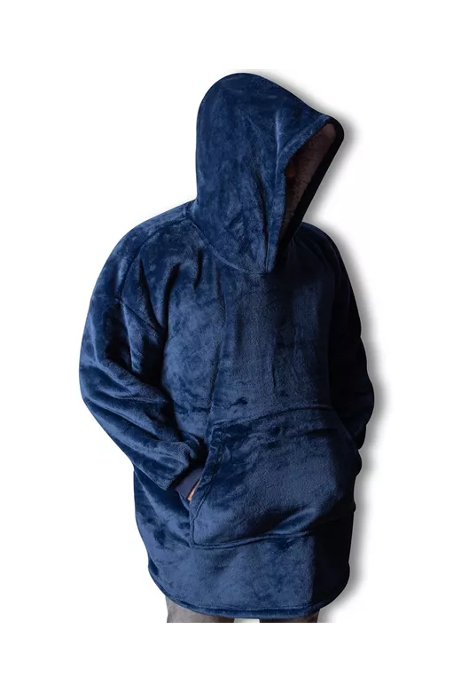 Κουβέρτα με sherpa και κουκούλα Hoody Blue