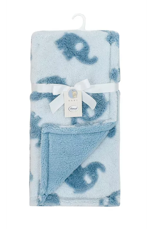 Κουβέρτα Sherpa Jacquard bebe 460 gsm Elephant 08 75X100 Sky Blue 100% Polyester