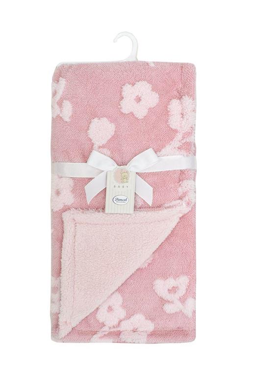 Κουβέρτα Sherpa Jacquard bebe 460 gsm Flower 09 75X100 Coral 100% Polyester