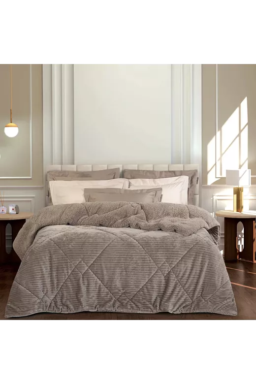Κουβερτοπάπλωμα Μονό (160X230) Ribb Taupe - MCDECOR