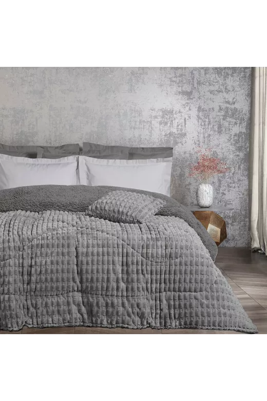 Κουβερτοπάπλωμα Μονό (160X230) Ribb Grey - MCDECOR