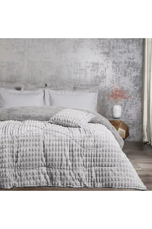 Κουβερτοπάπλωμα Υπέρδιπλο (220X240) Ribb Light Grey - MCDECOR