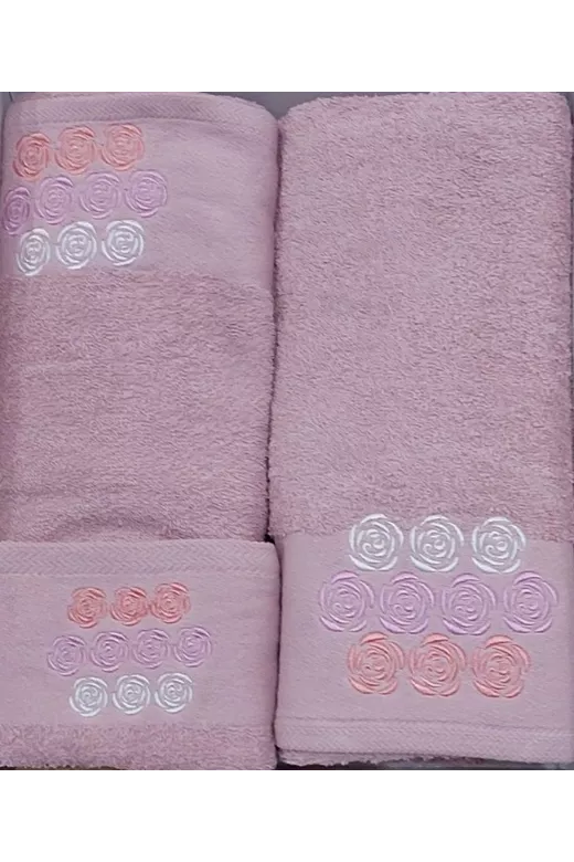 Σετ πετσέτες βαμβακερές 3ων τεμαχίων Horizon Flower Pink