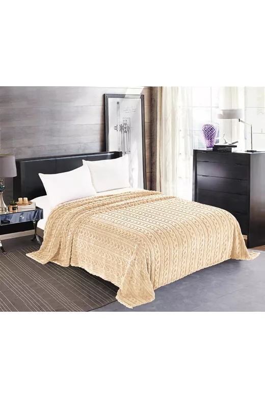Κουβέρτα fleece braid (220cm x 240cm) ivory