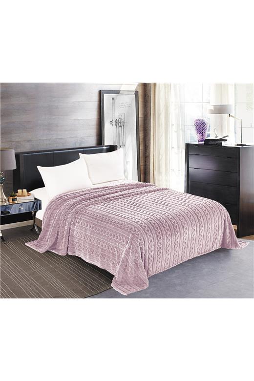 Κουβέρτα fleece braid (160cm x 220cm) λιλά