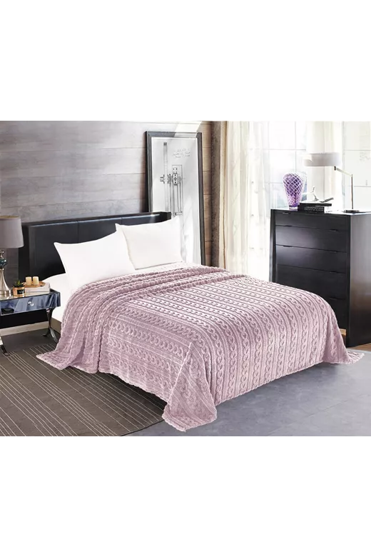 Κουβέρτα fleece braid (220cm x 240cm) λιλά