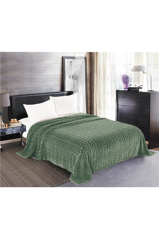 Κουβέρτα fleece braid (160cm x 220cm) πράσινο