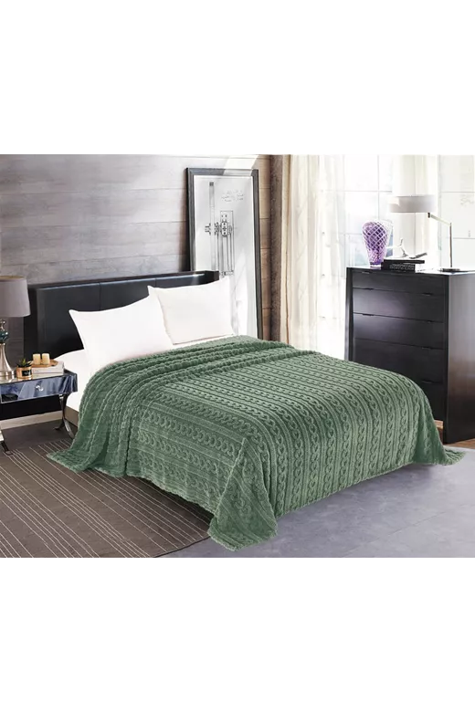 Κουβέρτα fleece braid (220cm x 240cm) πράσινο