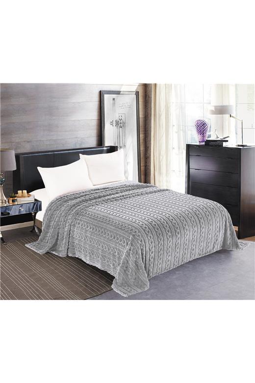 Κουβέρτα fleece braid (220cm x 240cm) γκρί
