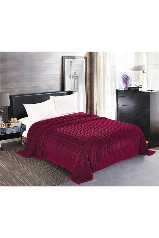 Κουβέρτα fleece braid (160cm x 220cm) μπορντώ