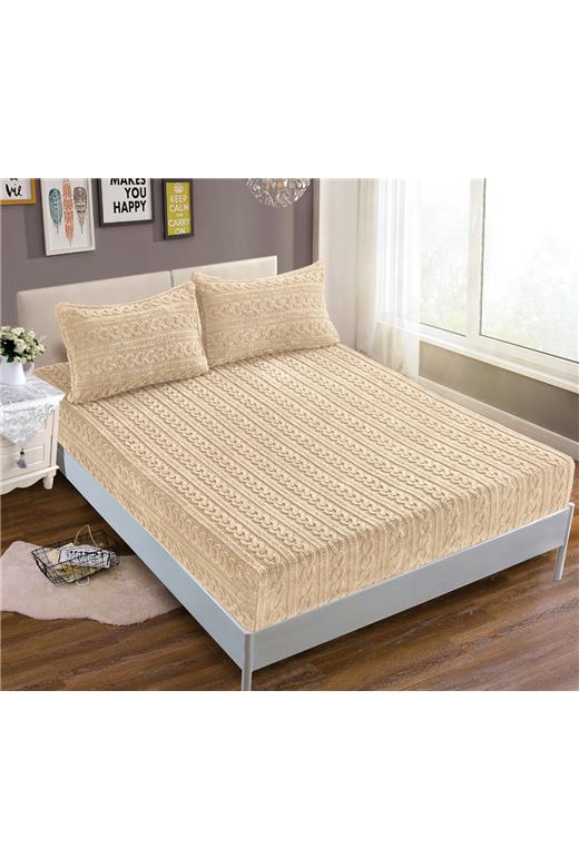 Σεντόνι fleece braid (160cm x 200cm ) ivory