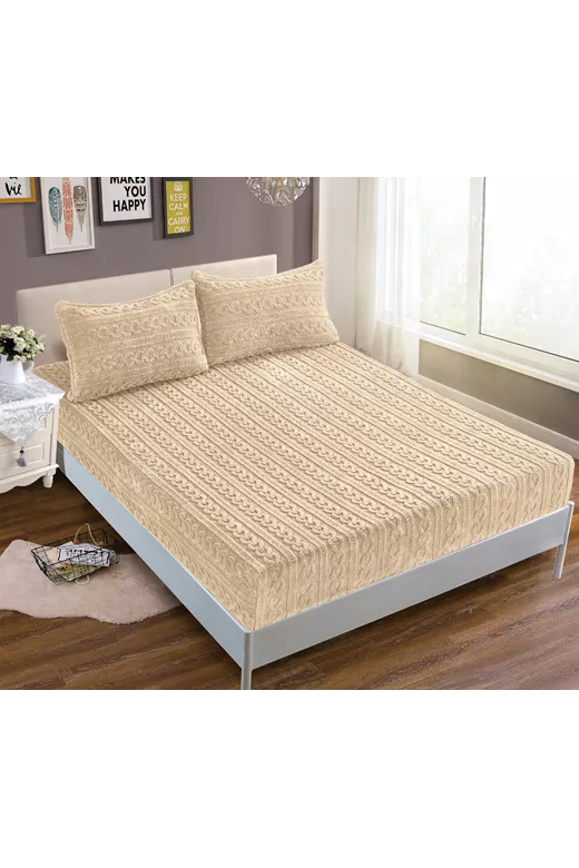 Σεντόνι fleece braid (160cm x 200cm ) ivory
