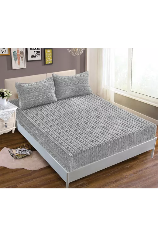 Σεντόνι fleece braid (160cm x 200cm ) γκρί
