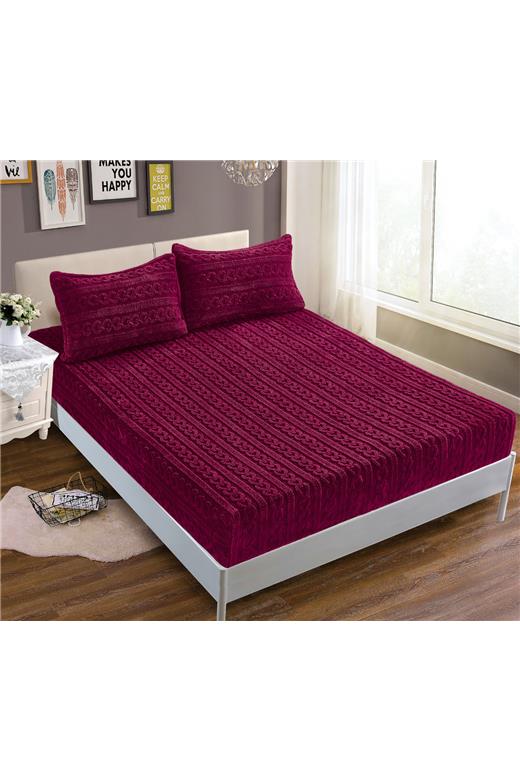 Σεντόνι fleece braid (160cm x 200cm ) μπορντώ