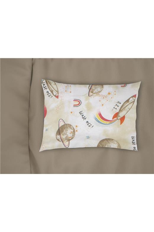 Μαξιλαροθήκη Εμπριμέ kids Spaceship 186 50X70 Beige 100% Cotton