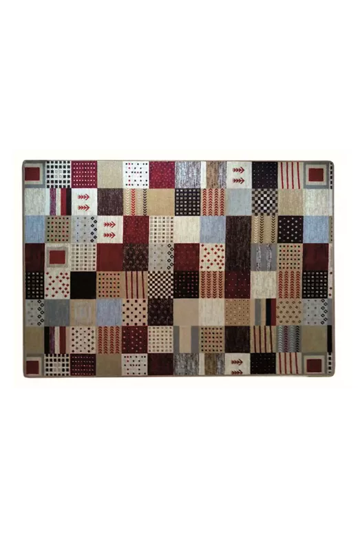 Sdim Μοκέτα με Αντιολισθητικό Υπόστρωμα Patchwork 001Κόκκινο-Καφέ (150x200cm.)
