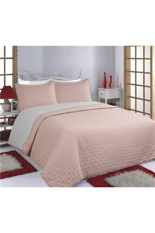 ΚΟΥΒΕΡΛΙ σετ (170cm x 240cm +50cm x 70cm) PON-PON pink/grey