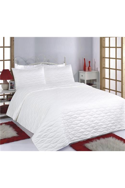 ΚΟΥΒΕΡΛΙ σετ (220cm x 240cm + 2 x 50cm x 70cm) RUBY  MICROSATIN ivory