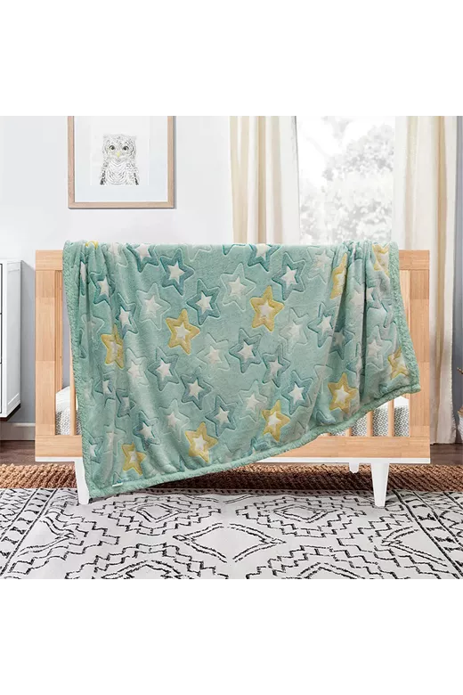LINO ΚΟΥΒΕΡΤΑ FLEECE SHERPA ΦΩΣΦΟΡΙΖΕ STER MINT 110X150