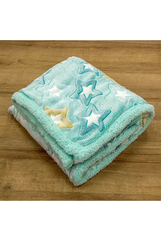 LINO ΚΟΥΒΕΡΤΑ FLEECE SHERPA ΦΩΣΦΟΡΙΖΕ STER MINT 160X220