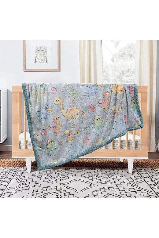 LINO ΚΟΥΒΕΡΤΑ FLEECE SHERPA ΦΩΣΦΟΡΙΖΕ VOLCANO GREY-CIEL 110X150