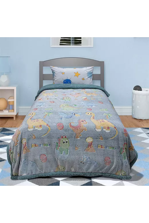 LINO ΚΟΥΒΕΡΤΑ FLEECE SHERPA ΦΩΣΦΟΡΙΖΕ VOLCANO GREY-CIEL 160X220