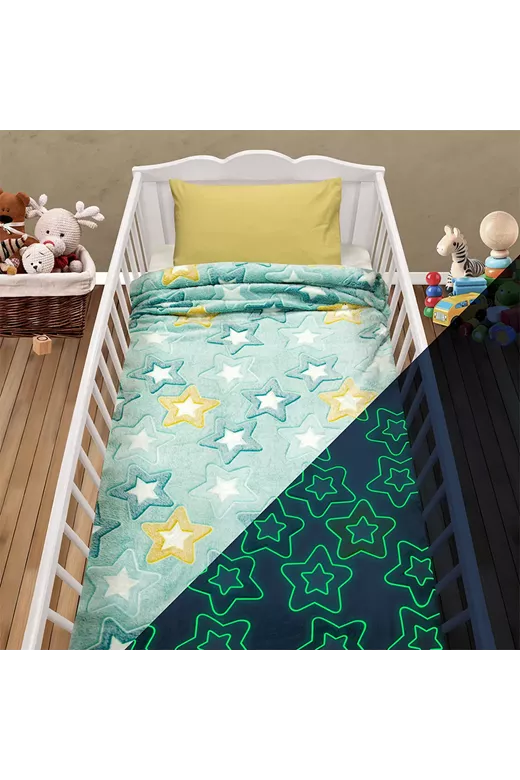LINO ΚΟΥΒΕΡΤΑ FLEECE ΦΩΣΦΟΡΙΖΕ STER MINT 110X150