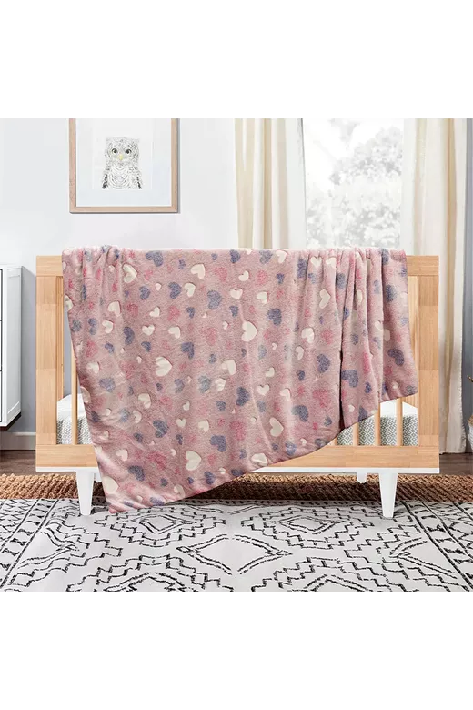 LINO ΚΟΥΒΕΡΤΑ FLEECE ΦΩΣΦΟΡΙΖΕ HERZ PINK 110X150