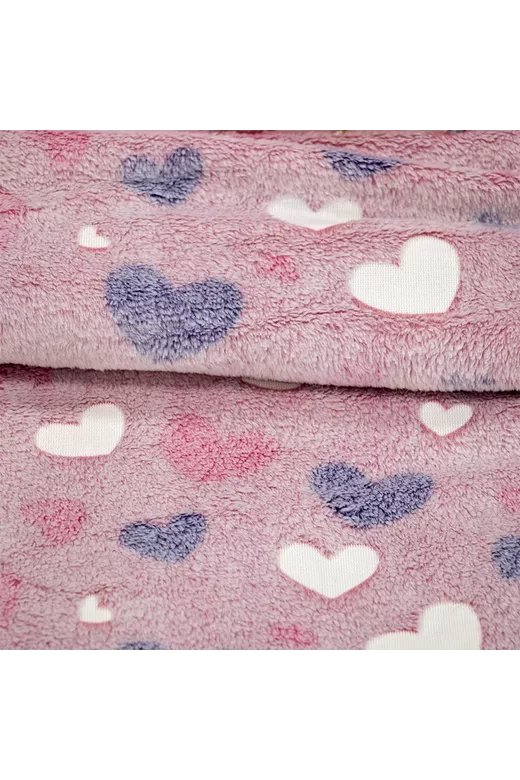 LINO ΚΟΥΒΕΡΤΑ FLEECE ΦΩΣΦΟΡΙΖΕ HERZ PINK 110X150
